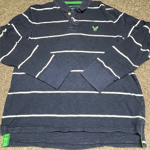 American Eagle long sleeve Polo shirt Medium business casual work men’s golf - Picture 2 of 6